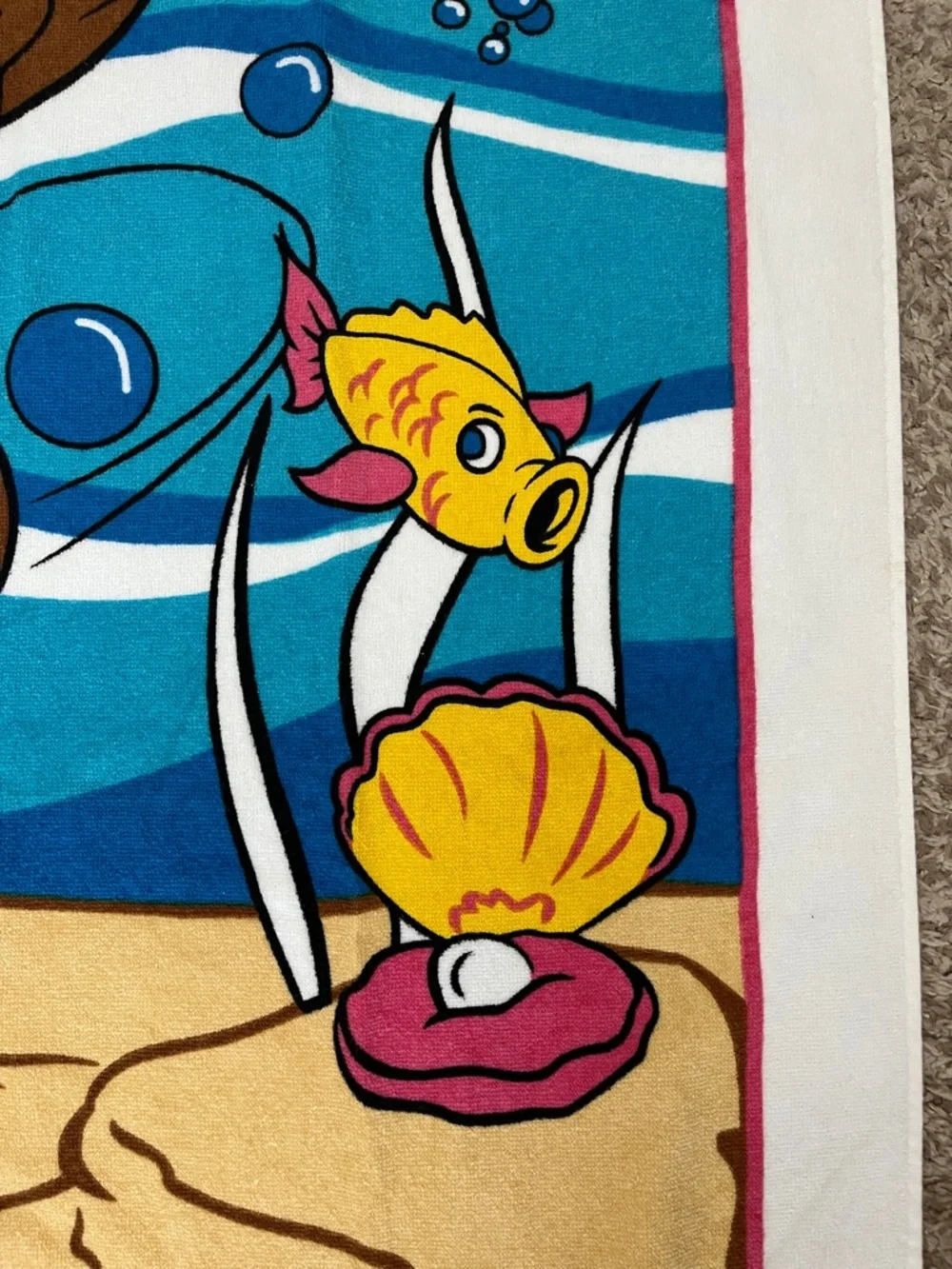 Vintage 2002 Scooby-Doo Underwater Beach Towel Cartoon Network Karsten Brazil
